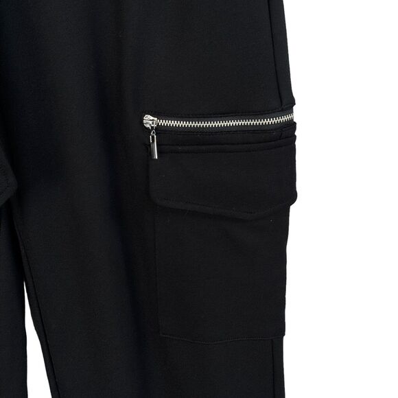 Bar III Large Career Pants Pockets Hi-Rise Pull-On Stretch Cuffed Hems Black New - Picture 3 of 10